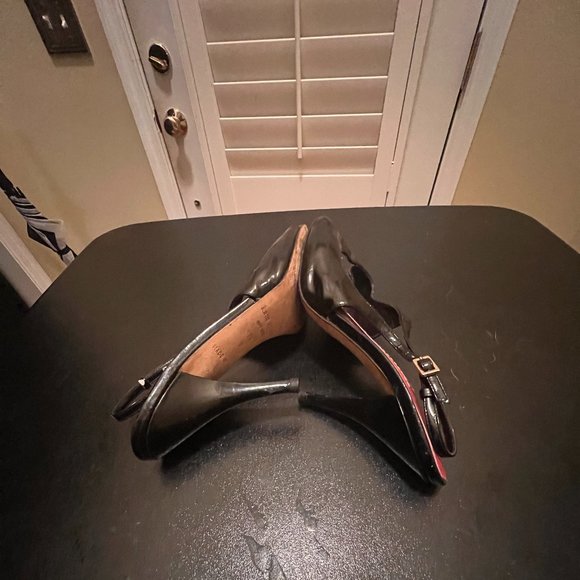Kate Spade black patent leather slingback shoes size 7.5 - Picture 9 of 12
